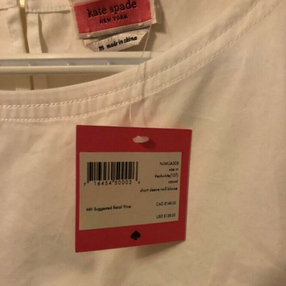 Kate Spade White Twill Blouse size m nwt - Picture 5 of 5